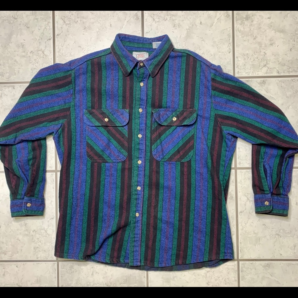 Vintage 80s 90s‎ Thick Flannel Button Up Shirt USA
